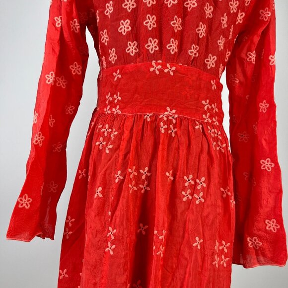 $448 NWOT JOHNNY WAS Embroidery Floral Beesley Maxi Dress Size XS Red - Picture 13 of 16